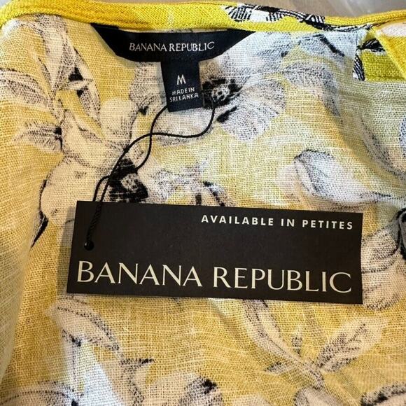 Banana Republic Cross Front Top Size M Floral Linen Coquette Preppy Boho NWT - Picture 7 of 11